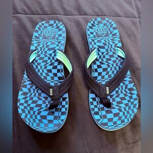 Reef Blue and Black Checkered Flip Flops